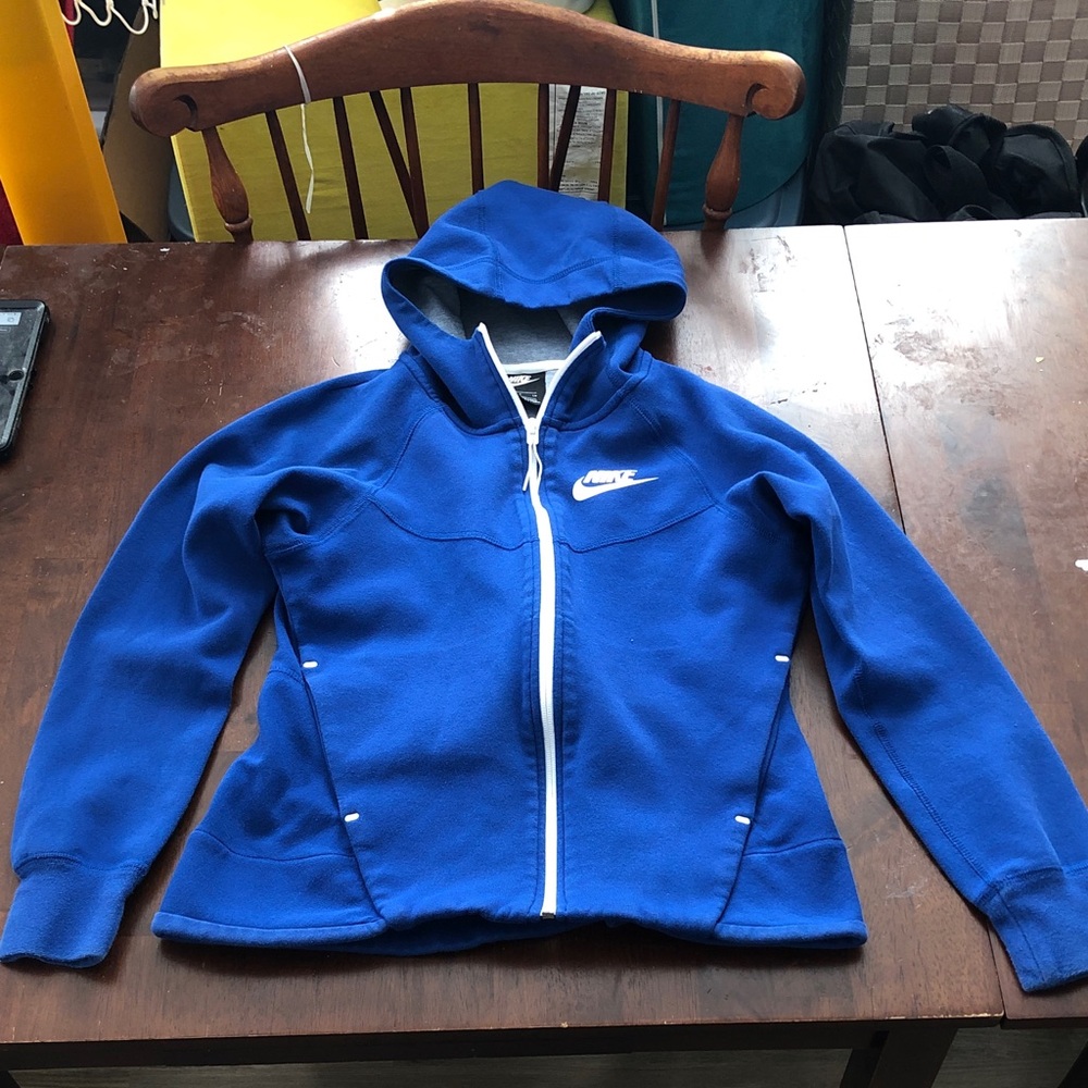 🥧 Nike Royal Blue Hooded Full-Zip Sweatshirt with White Trim